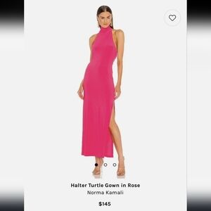 Norma Kamali Rose Pink Halter Turtle Gown Size Small